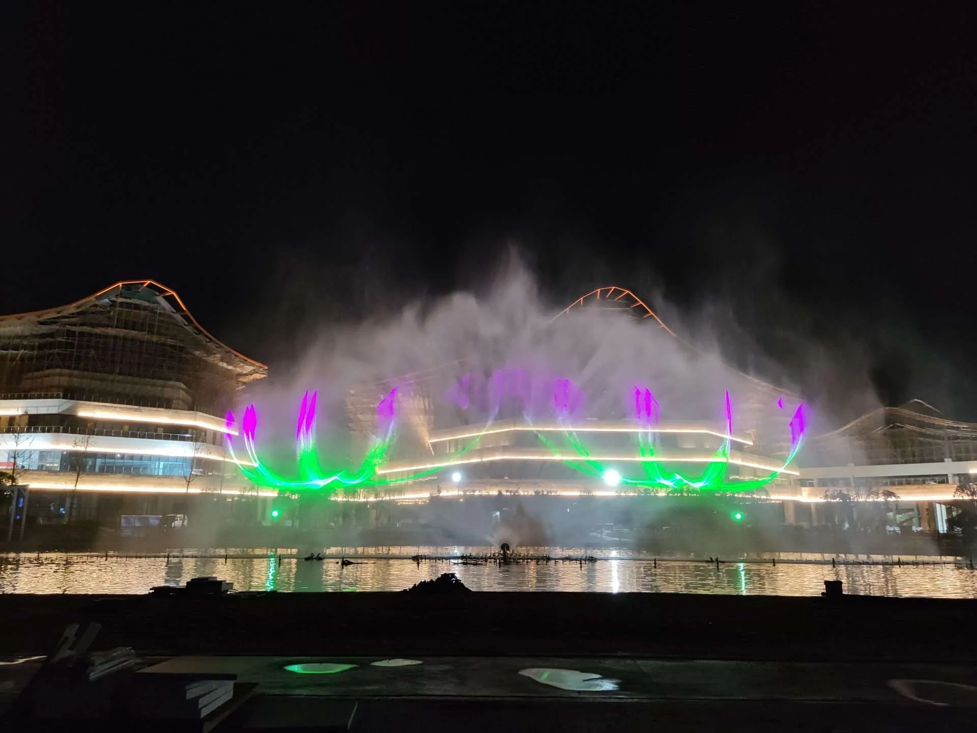 water show with laser