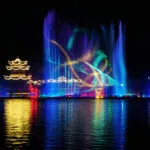 music dancing fountain with laser