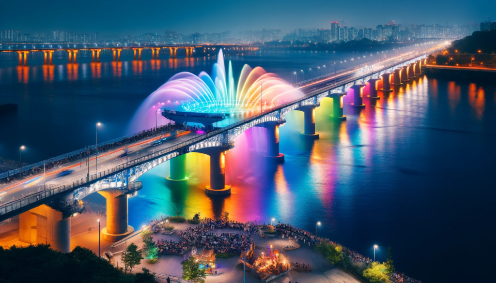 6- Banpo Bridge Rainbow Fountain in Seoul, South Korea
