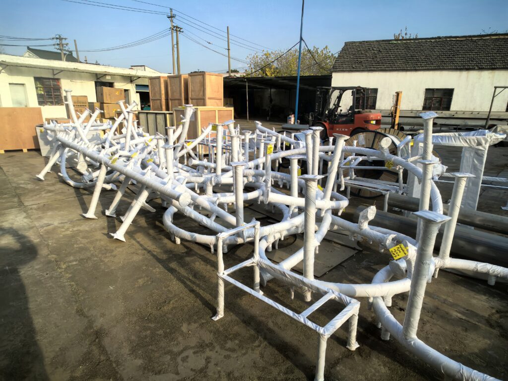 Musical fountain equipment packed for India shipment