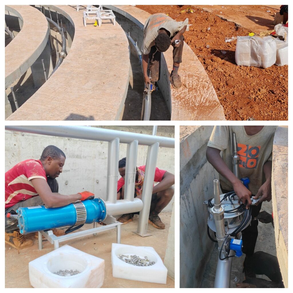 Changsha Himalaya technicians installing fountain nozzles in Guinea