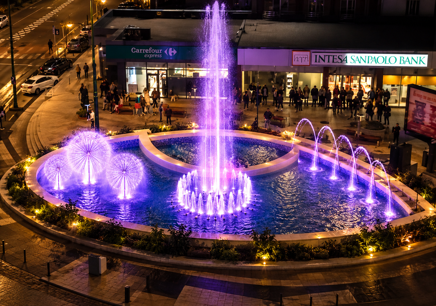 Romania musical fountain project with DN50 dandelion nozzles